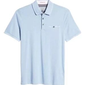 Ted Baker Short Sleeve Polo Birdseye Stripe Collar and sleeve Cuff New Size 2